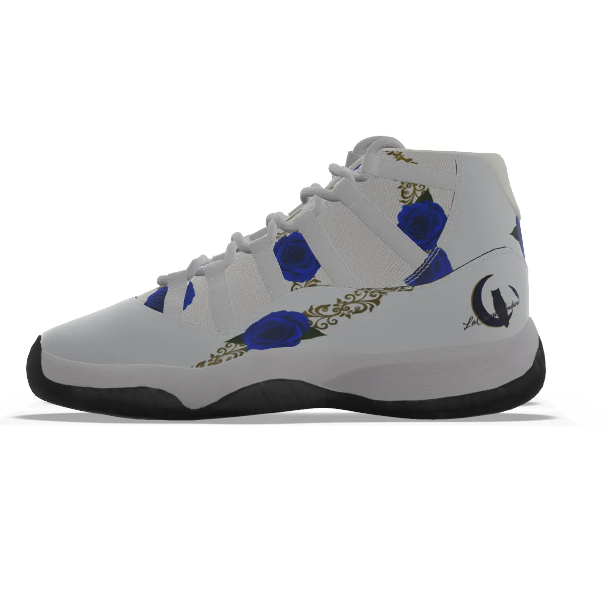 BLUE ROSES Men's High Top Basketball Shoes