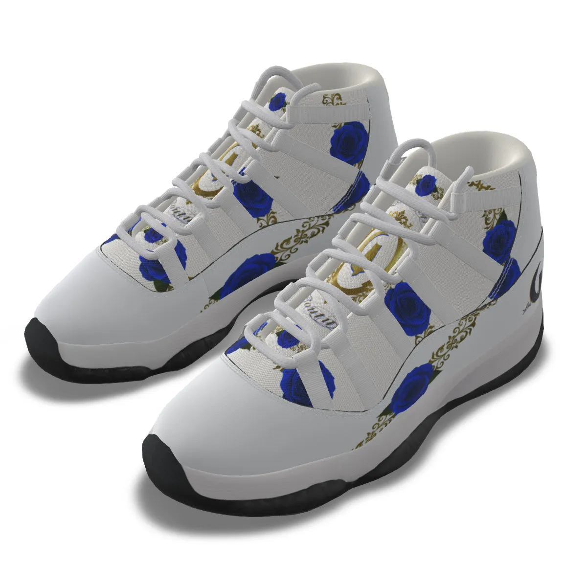 BLUE ROSES Men's High Top Basketball Shoes