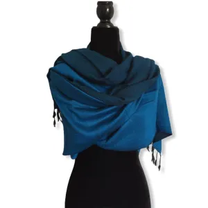 Double-faced Diagonal Shawl - Blue & Black