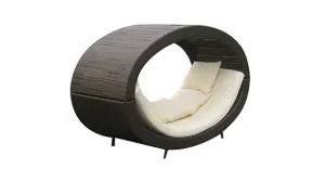 Duoyes Wicker Outdoor Sofa Daybed, Circle Shape Sunbed Modular in Aluminum Frame with Cushions and Pillows