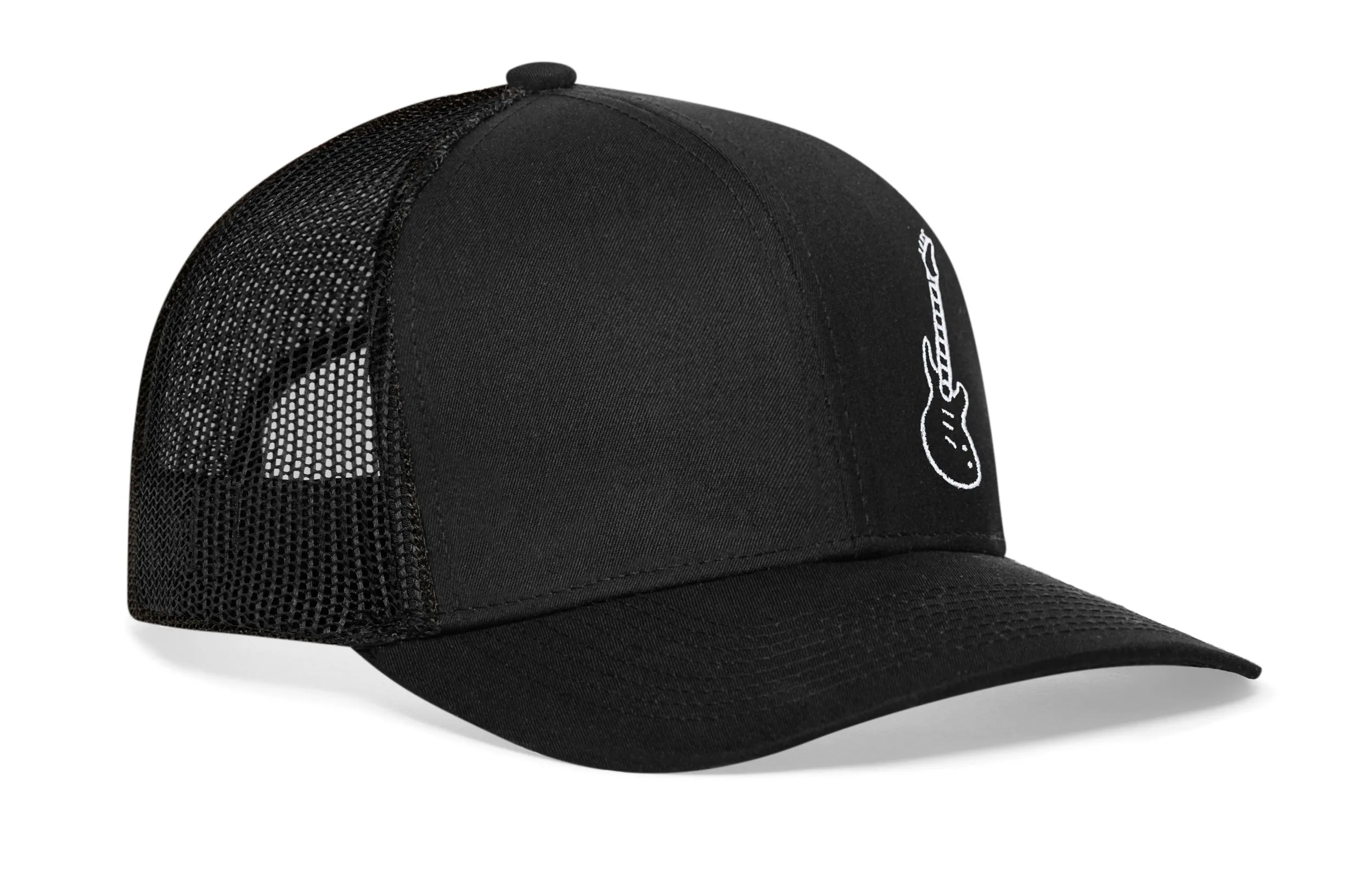 Electric Bass Guitar Trucker Hat  |  Black Electric Guitar Snapback