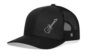 Electric Bass Guitar Trucker Hat  |  Black Electric Guitar Snapback