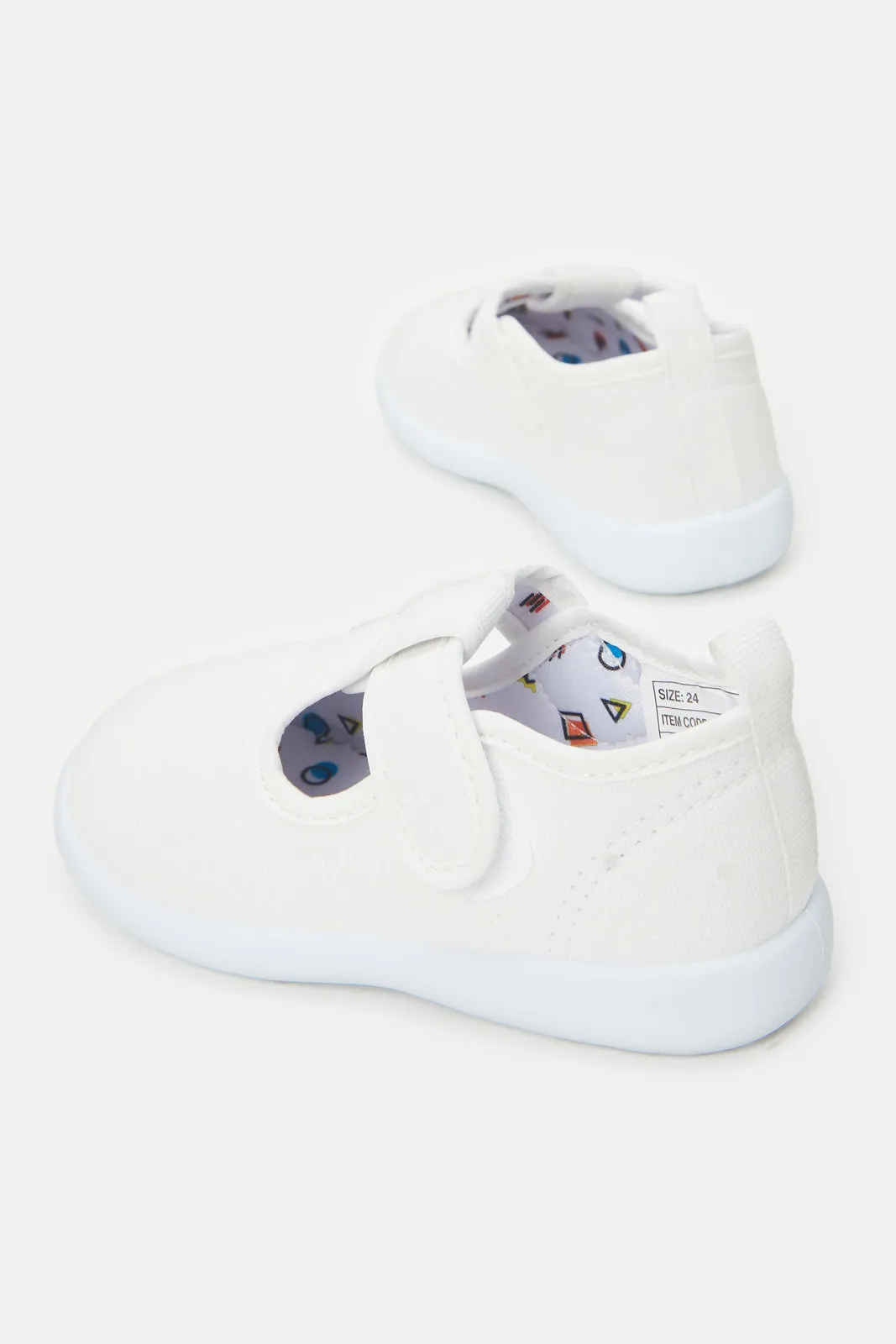 Infant Boys White Velcro Strap Pump