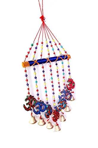 PALPAL Art Gallery Handcrafted OM V Shape Wind Chime Door Hanging Set of 1 (78 cm, Multicolor)