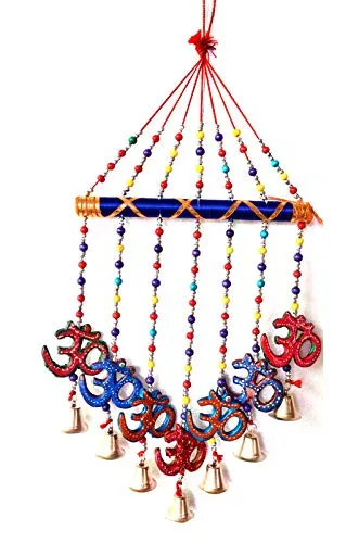 PALPAL Art Gallery Handcrafted OM V Shape Wind Chime Door Hanging Set of 1 (78 cm, Multicolor)