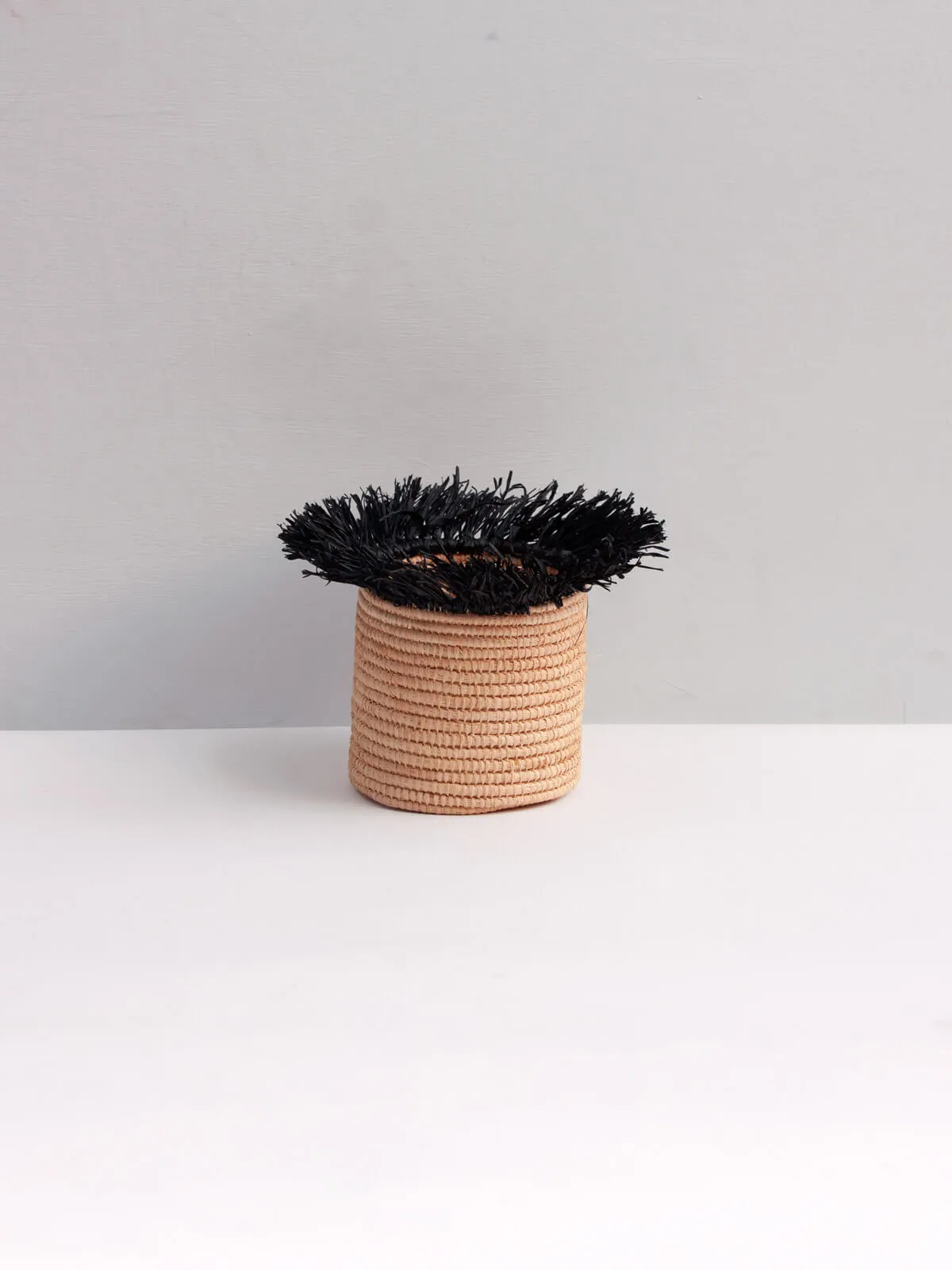 Raffia Tassel Storage Pots, Black