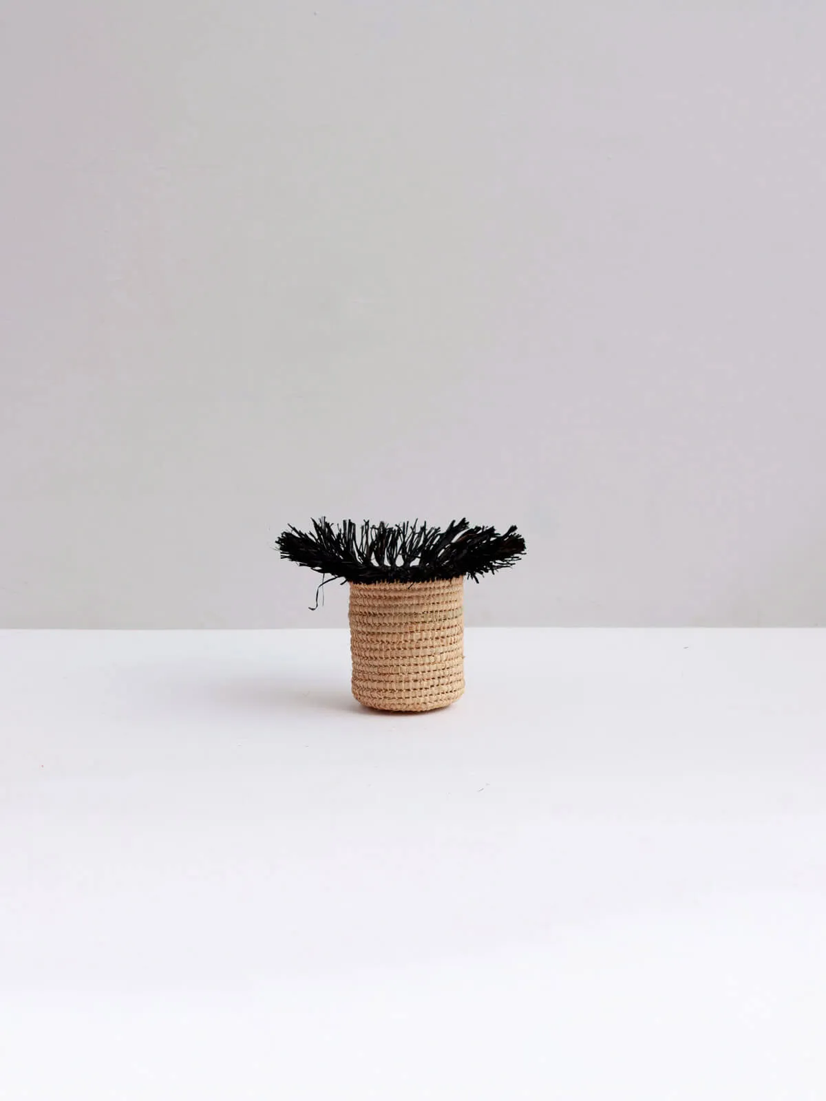 Raffia Tassel Storage Pots, Black