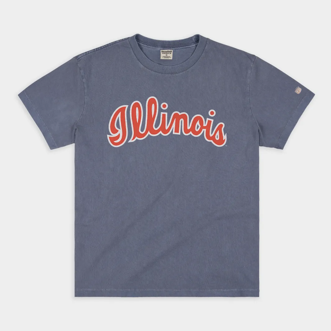 Retro 1970s Illinois Basketball Script Tee