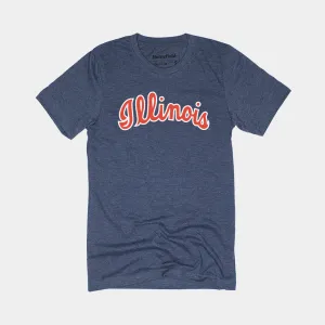 Retro 1970s Illinois Basketball Script Tee