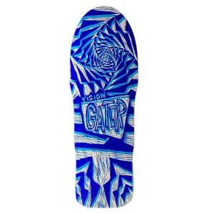 Vision 10.25"x 29.75"Gator II Woodcut Art by Sean Starwars White/Blue Dip Skateboard Deck